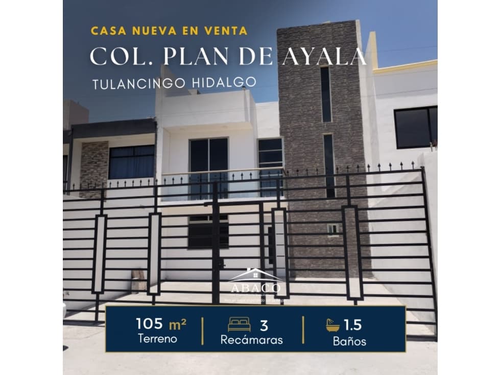 VENTA DE CASA DE 3 RECAMARAS EN PLAN DE AYALA, TULANCINGO — foto 1