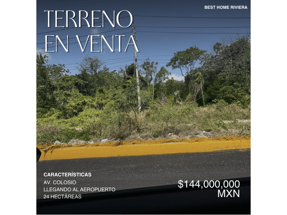Terreno de 2.4 hectáreas en venta en av. Colosio, Cancún — foto 1