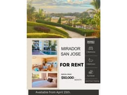 RENTA DEPARTAMENTO MIRADOR SAN JOSE 50,000 MXN
