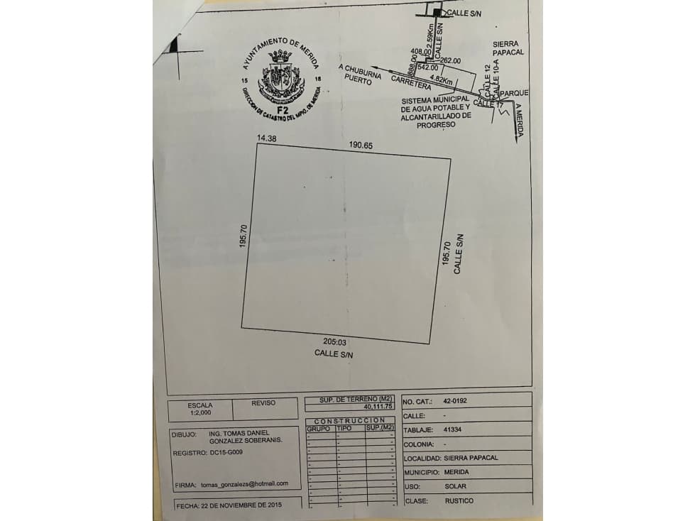 VENTA DE PARCELA EN SIERRA PAPACAL, MERIDA. — foto 1