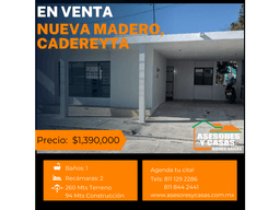CASA EN VENTA EN COL. NUEVA MADERO CADEREYTA