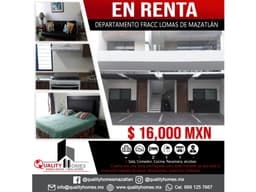 DEPTO AMUEBLADO 2 REC. LOMAS DE MAZATLAN ID DA-193