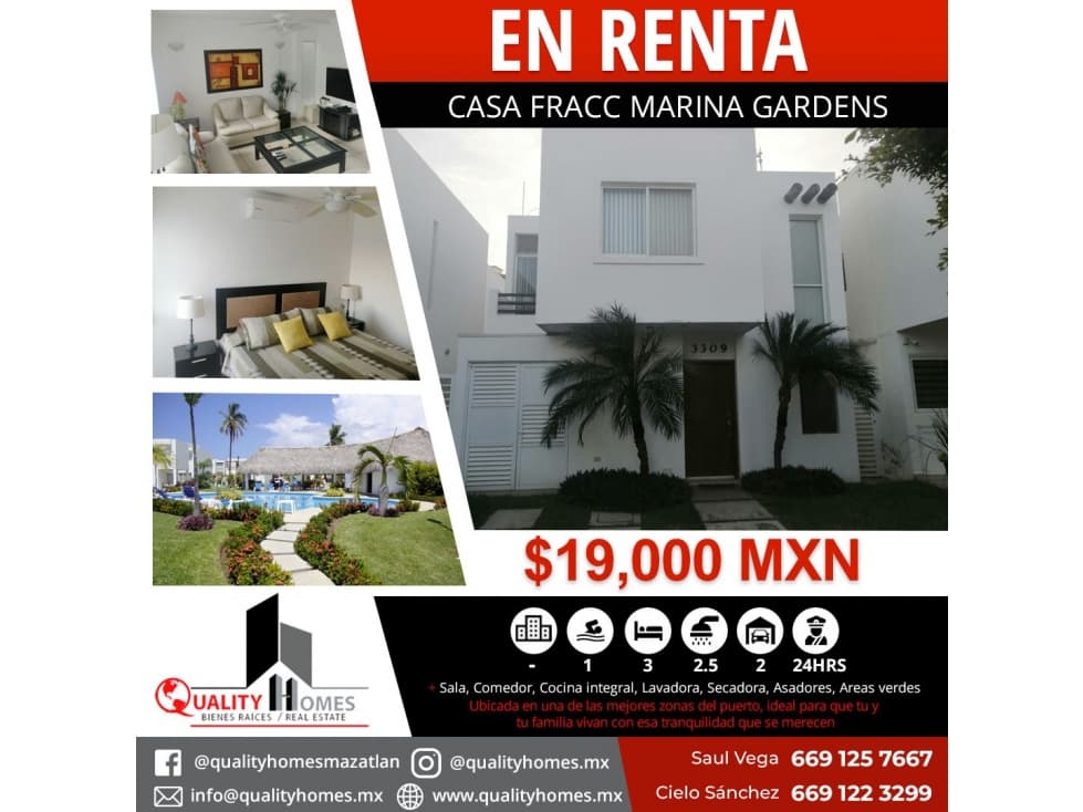 *RENTA/CASA 3 REC. FRACC MARINA GARDENS ID CA-176* — foto 1