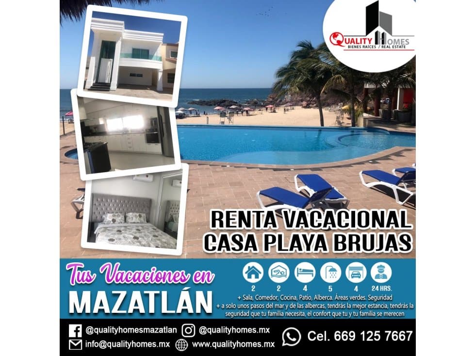 RENTA VACACIONAL, CASA 4 REC PLAYA BRUJAS ID RV-46 — foto 1