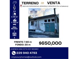 VENTA DE TERRENO EN COL. NUEVAS ESPERANZAS, VERACRUZ