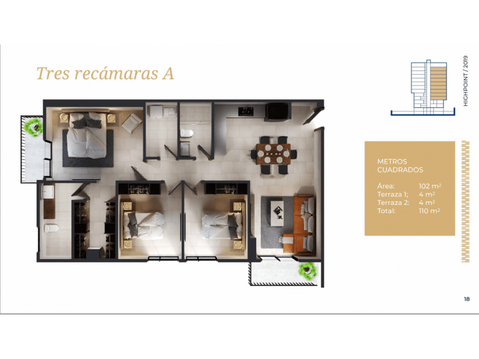 DEPARTAMENTOS EN VENTA EN HIGHPOINT LA CACHO DE 110.00 M2 — foto 1