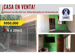 CASA EN VENTA COL.OTILIO MONTAÑO EN CD. GUZMÁN,JAL