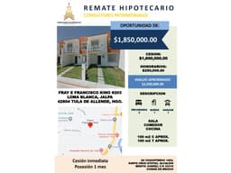 HERMOSA CASA YA ADJUDICADA EN LOMA BLANCA, TULA DE ALLENDE