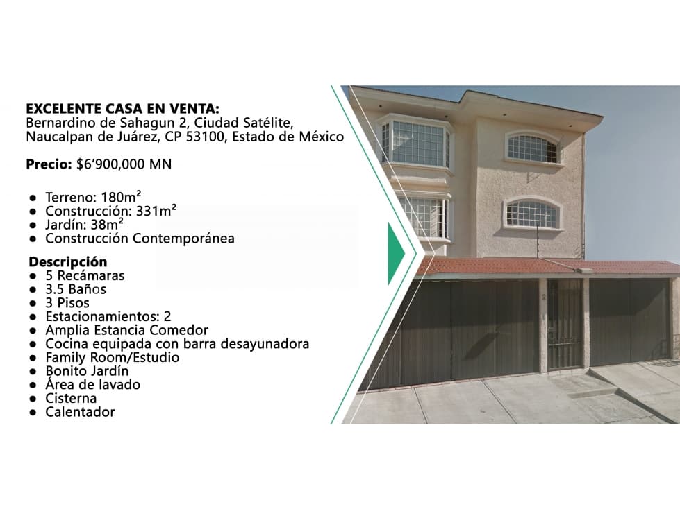 CASA EN VENTA: Bernardino de Sahagún 2, Cd. Satélite, 53100, Edo. Méx. — foto 2