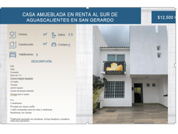 RENTA CASA AMUEBLADA SAN GERARDO