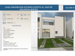 RENTA DE CASA AMUEBLADA BARLOVENTO CON MANTENIMIETO
