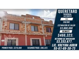 REMATO AMPLIA CASA EN QRO. $ 466,323 $ PARA FAMILIA GRANDE APROVECHA