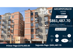 REMATE!! $861,487 OPORTUNIDAD DE DEPA EN AZCAPOTZALCO