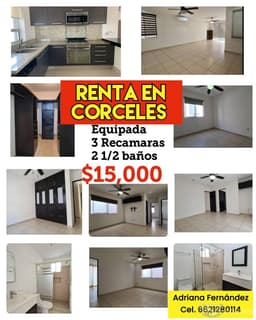 Casa en renta en Corceles residencial. 3 Recamaras.