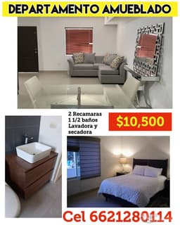 Departamento amueblado. 2 recámaras