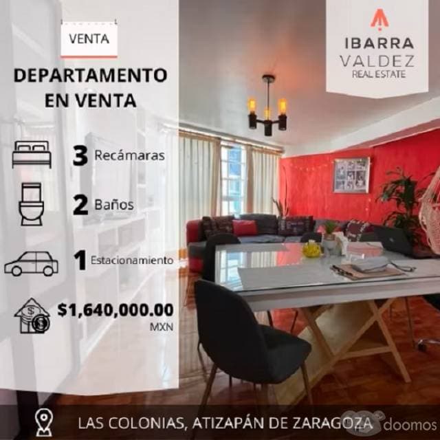 DEPARTAMENTO EN VENTA CON SEGURIDAD PRIVADA LAS 24 HORAS EN ATIZAPÁN DE ZARAGOZA