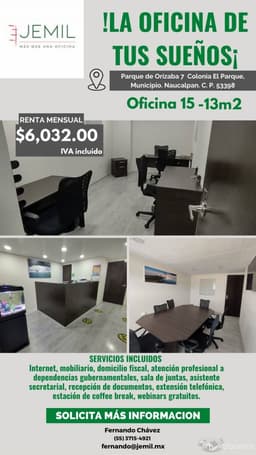 RENTA DE OFICINA AMUEBLADA NAUCALPAN II OF15