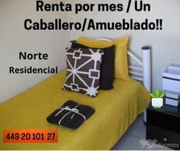 RENTA AMUEBLADO AGUASCALIENTES /Dpto. /Norte. PARA UN CABALLERO /Garaje/ Internet. Incluye servicios