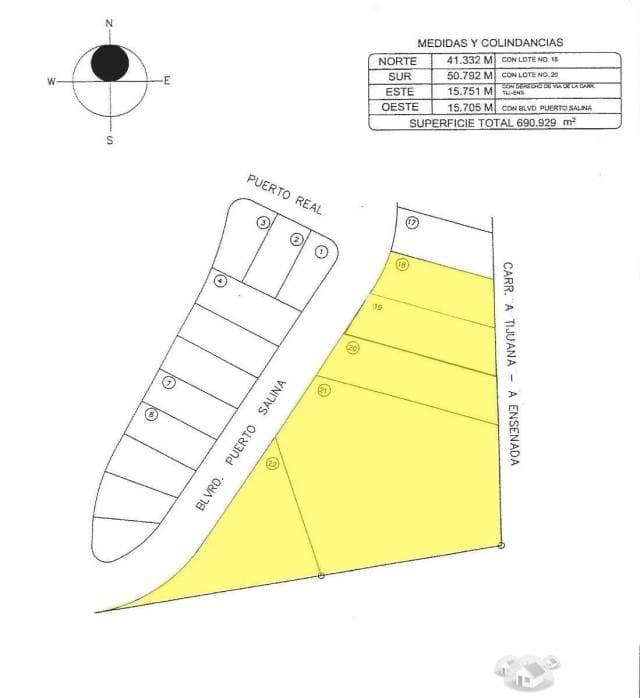 Terreno en Venta, Puerto Salina, Ensenada de 6,842 m2. — foto 2