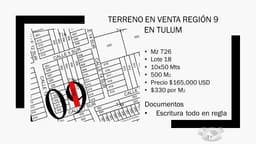 En venta lote en Tulum, Región 9 Manzana 726