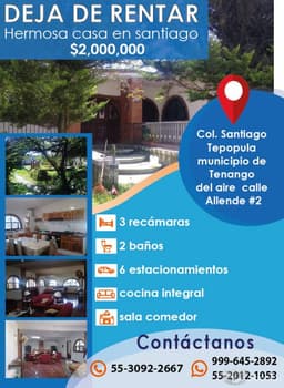 SE VENDE HERMOSA CASA EN SANTIAGO TEPOPULA