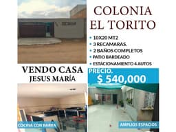 Casa en Venta Jesus Maria, Col el Torito, Aguascalientes